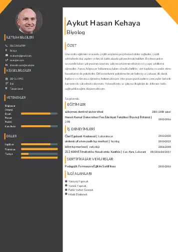 Biyolog CV Örnekleri cv indir